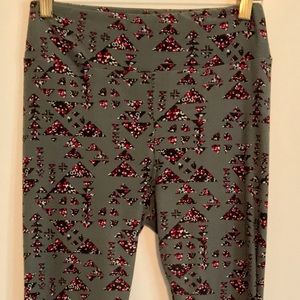 LuLaRoe OS Gray Leggings-Gray with Geometric Print